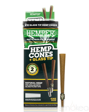 Hemper King Size Glass Tipped Hemp Cones (2-Pack)