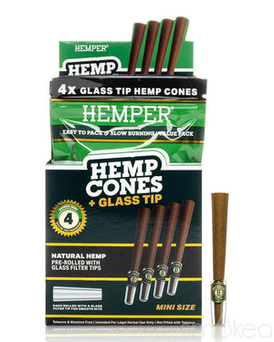 Hemper Mini Size Glass Tipped Hemp Cones (4-Pack)