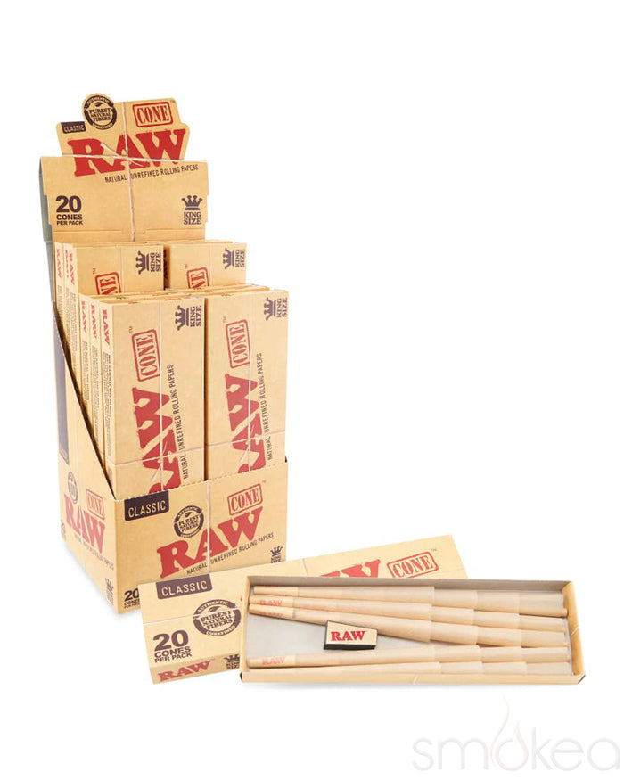 Raw Classic King Size Pre-Rolled Cones (20-Pack)
