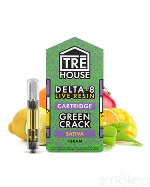 TRĒ House 1g Live Resin Delta 8 Cartridge - Green Crack
